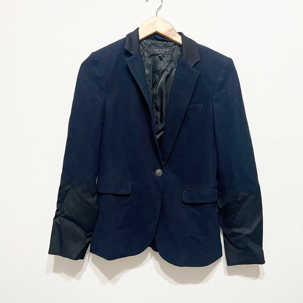Rag &amp; Bone Women's Cotton Woven Blue Black Colorblock One Button Blazer Jacket 4