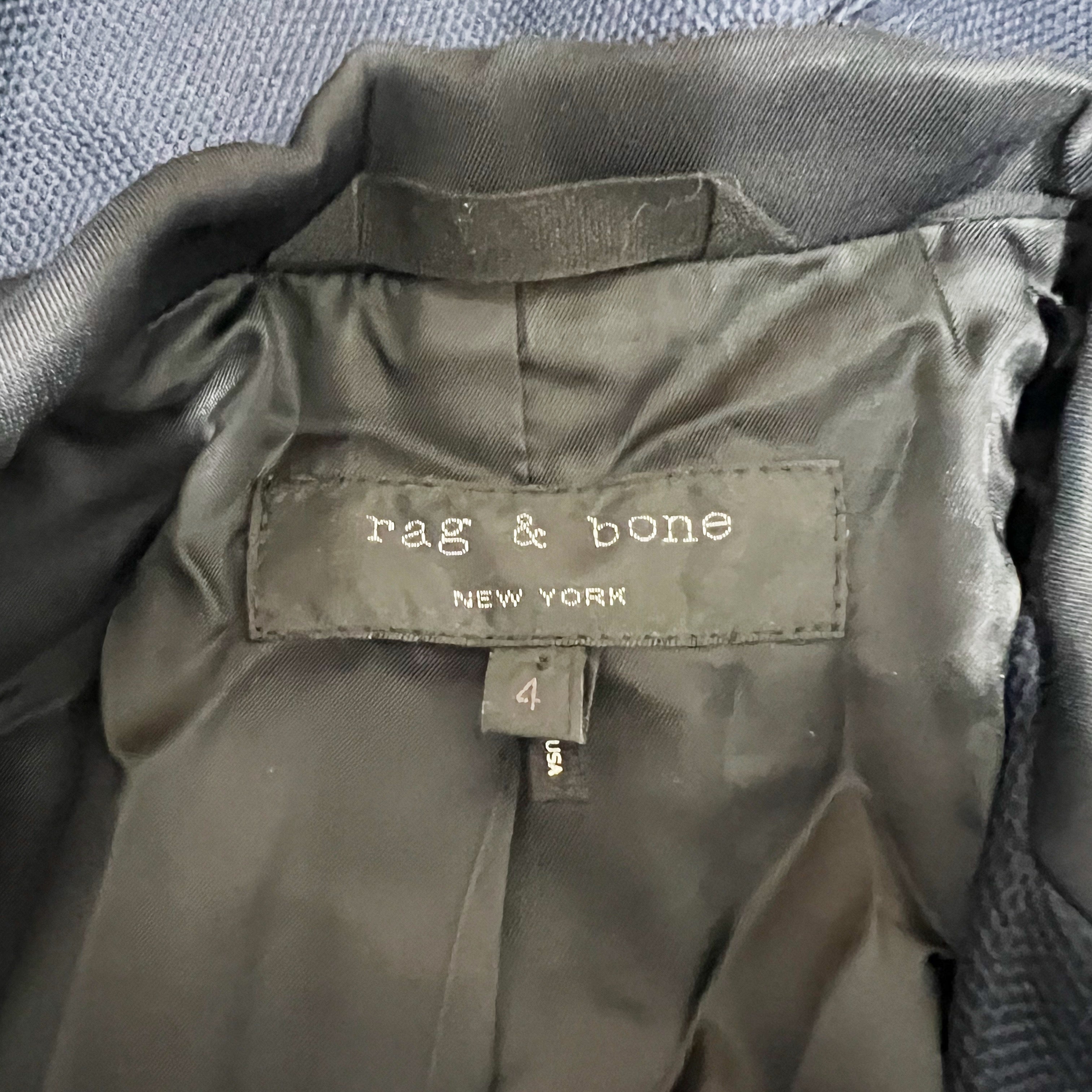 Rag &amp; Bone Women's Cotton Woven Blue Black Colorblock One Button Blazer Jacket 4