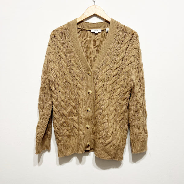 Vince Women's Wool Cashmere Oversized Twisted Cable Knit Button Front Cardigan