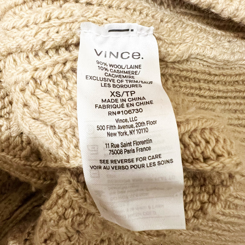 Vince Women's Wool Cashmere Oversized Twisted Cable Knit Button Front Cardigan