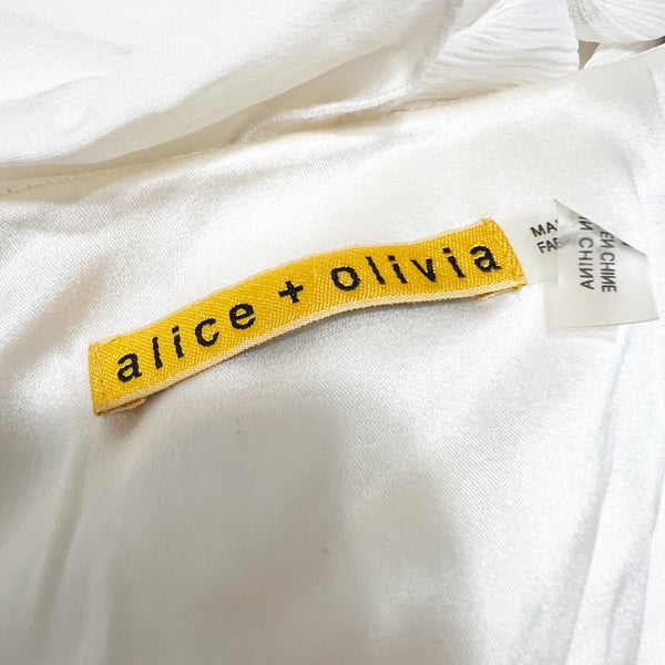 Alice And Olivia Silk Chiffon Ruffle Overlay Mini Pullover Dress White M