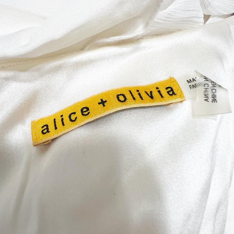 Alice And Olivia Silk Chiffon Ruffle Overlay Mini Pullover Dress White M