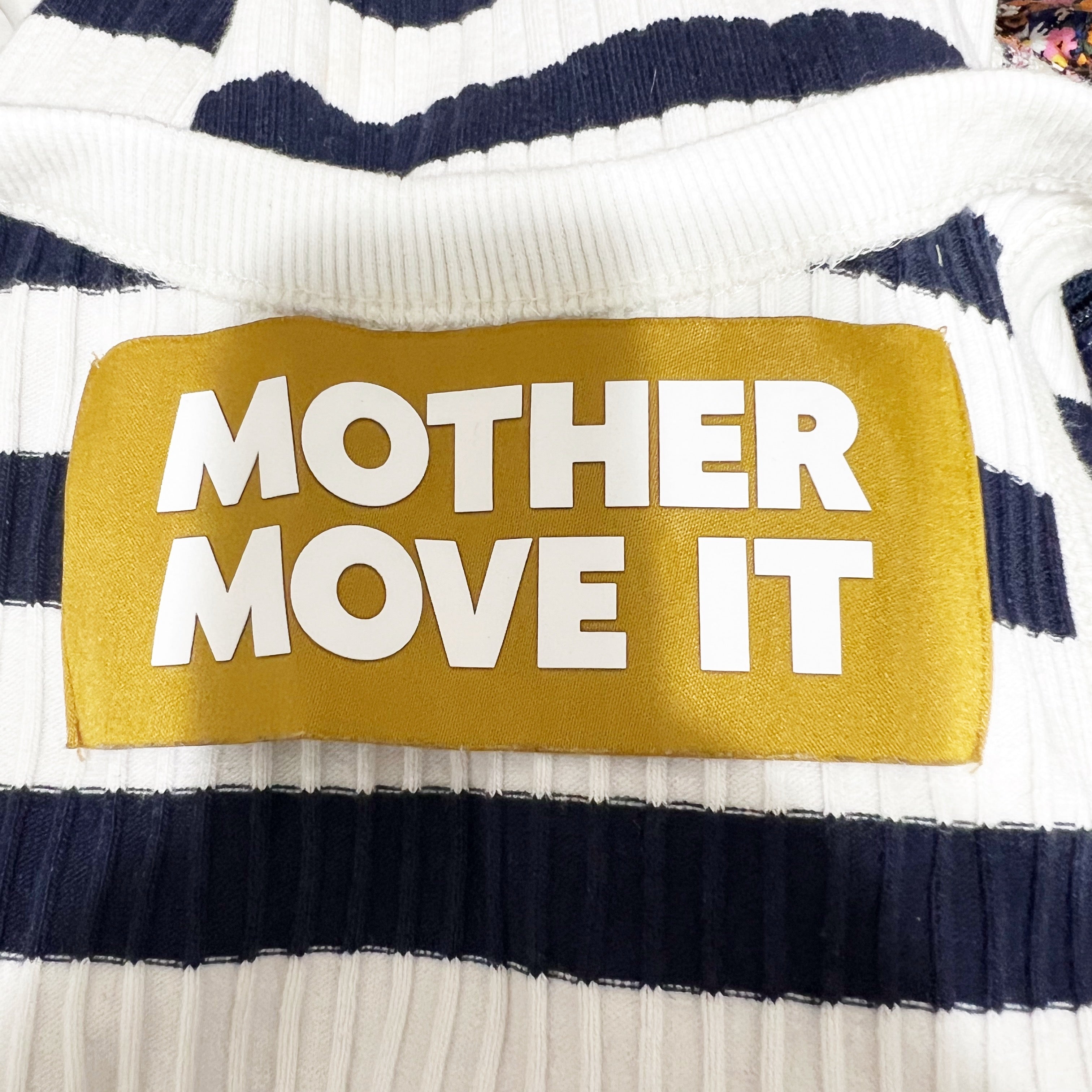 Mother Move It The Chin Ups Midi Dress Scoop Neck Blue White Stripe Ribbed Small