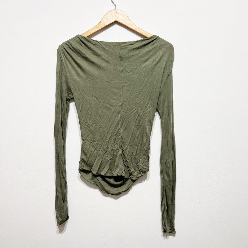 Free People Intimately Night We Met Long Sleeve Off Shoulder Shirt Ivy League XS