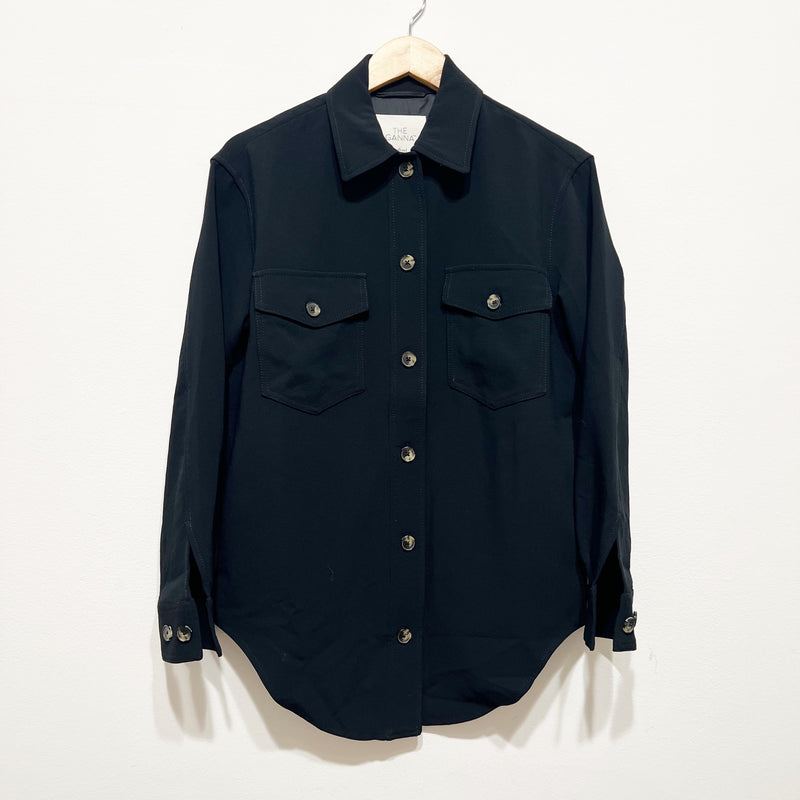 Wilfred Aritzia The Ganna Collared Long Sleeve Button Down Crepe Shirt Black XS