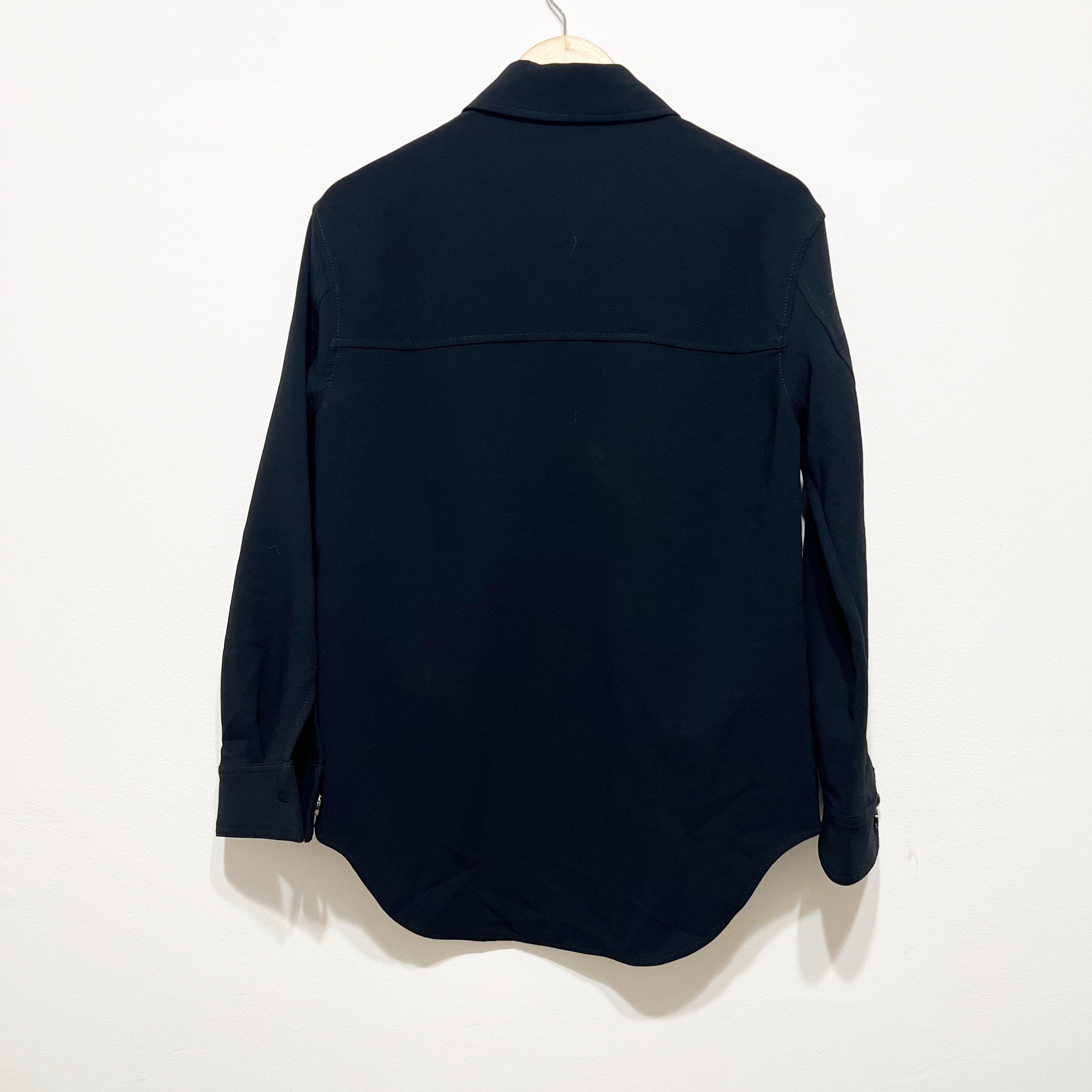 Wilfred Aritzia The Ganna Collared Long Sleeve Button Down Crepe Shirt Black XS