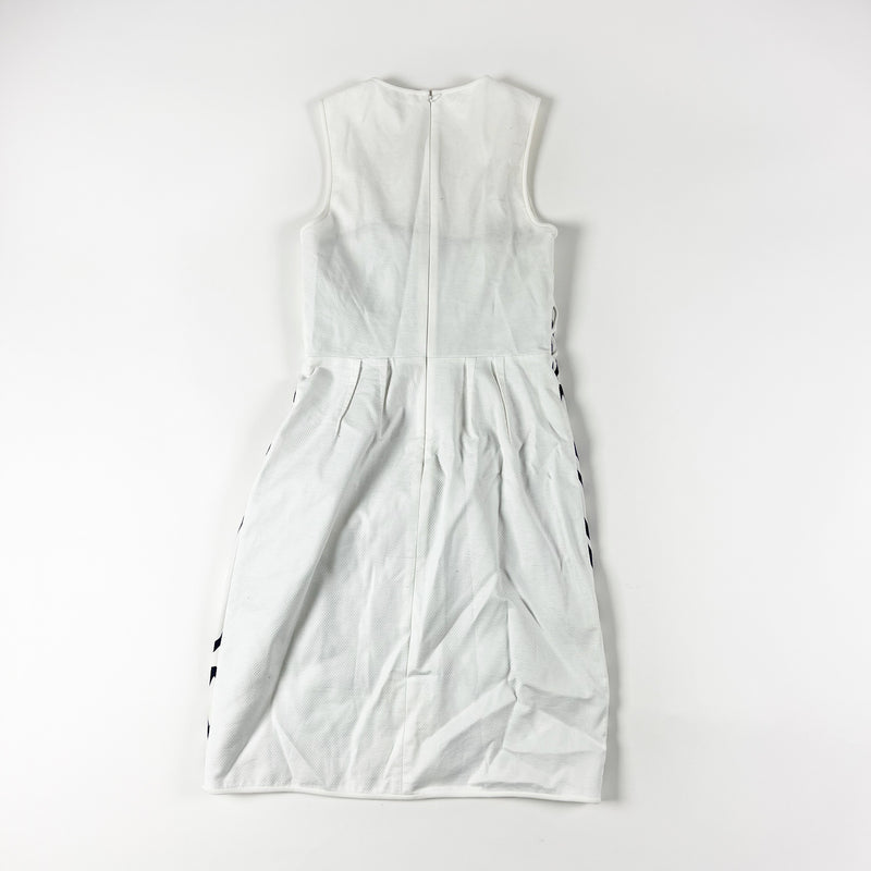 Diane Von Furstenberg Leonora Netted Woven Two-Tone Blue White Shift Dress 0