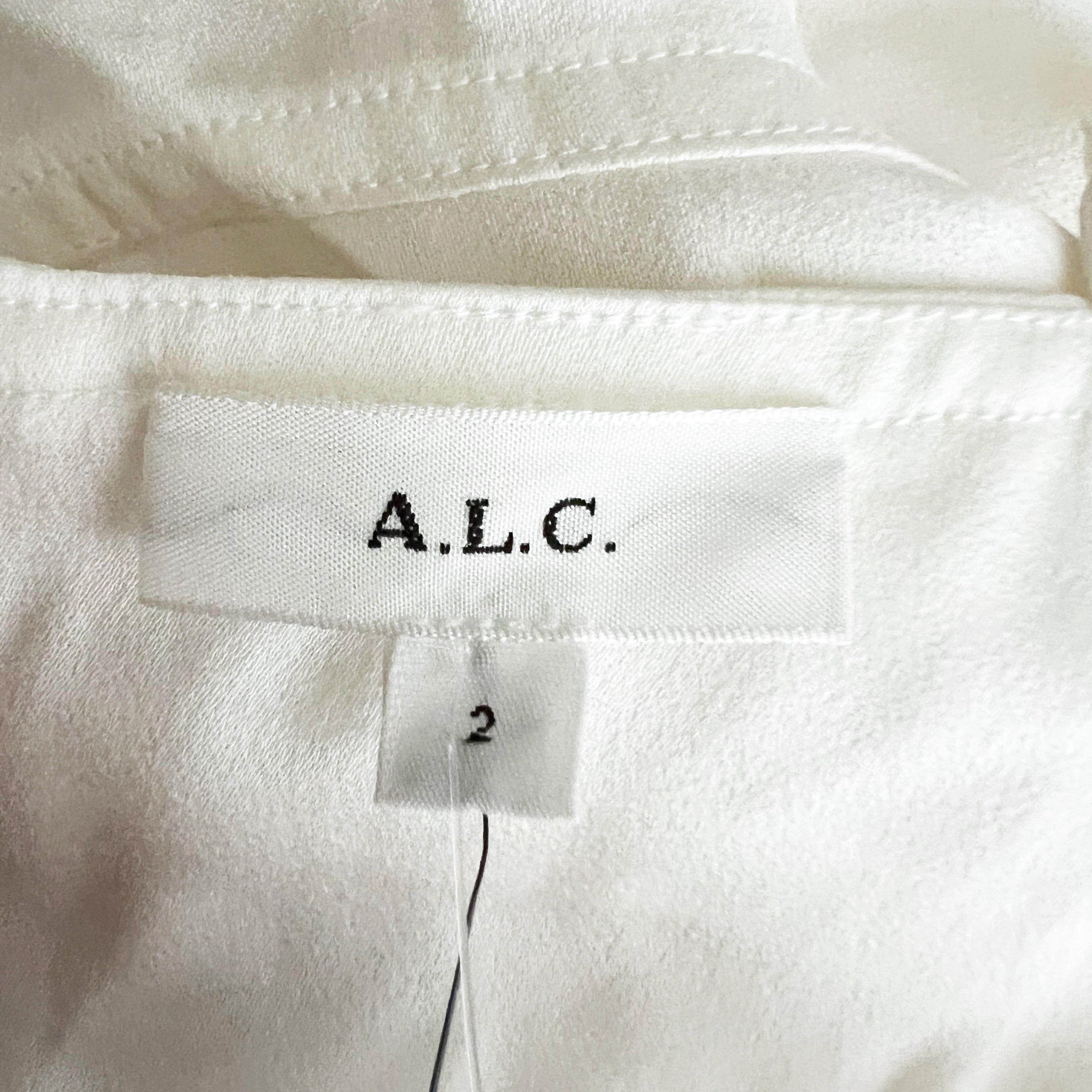 NEW A.L.C Satin Ruched Bust Sleeveless Camisole Tank Top Off White 2