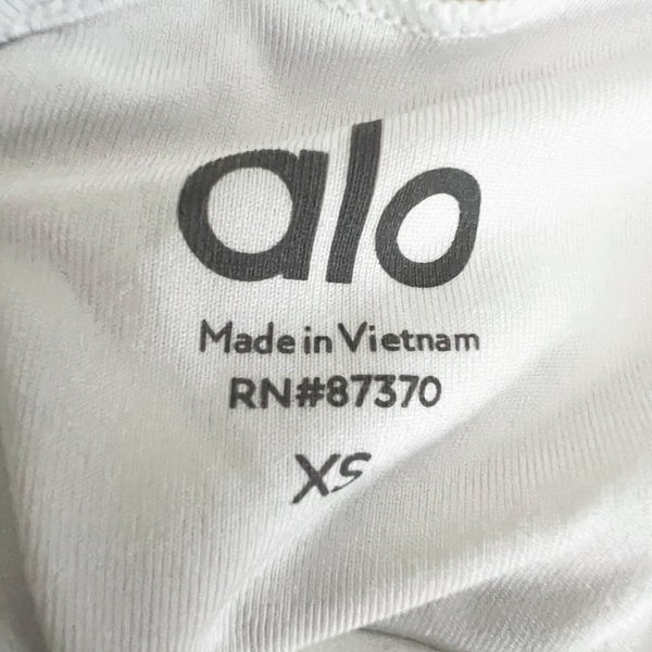 Alo Yoga Women's Wild Thing Ruched V Neck Racerback Athletic Sports Bra White XS