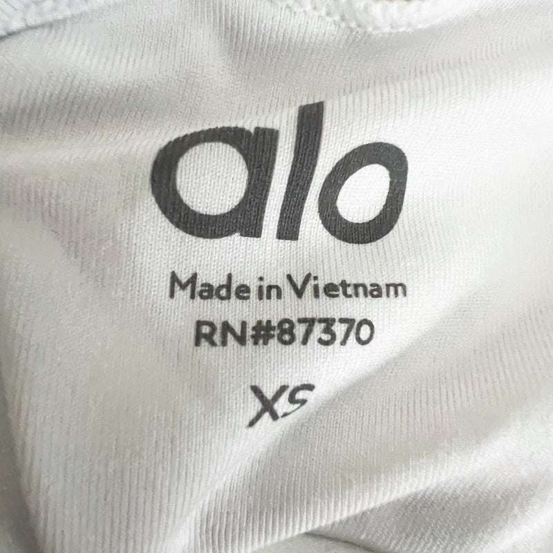 Alo Yoga Women's Wild Thing Ruched V Neck Racerback Athletic Sports Bra White XS