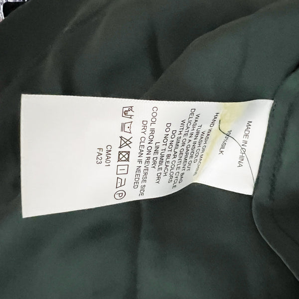 Quince 100% Washable Silk Satin V Neck Slip Midi Bias Cut Dress Forest Green XS