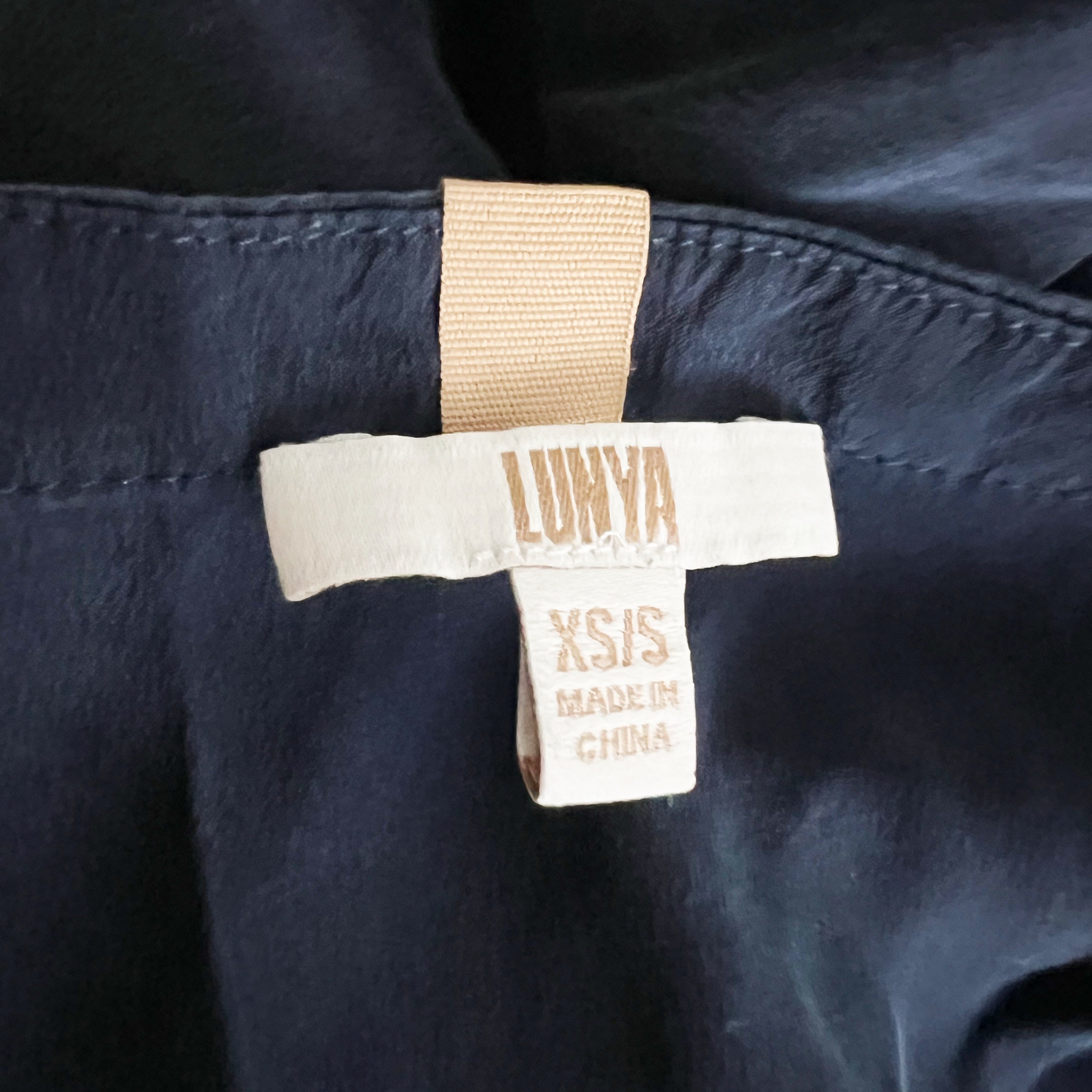 Lunya Washable Silk Short Sleeve Lounge Pajama Crew Neck Tee Shirt Blue XS/S