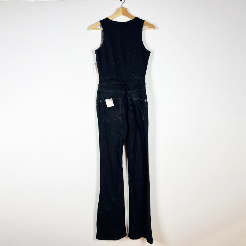 NEW Anthropologie Pilcro Cotton Button Front Flared Leg Denim Jean Jumpsuit 2
