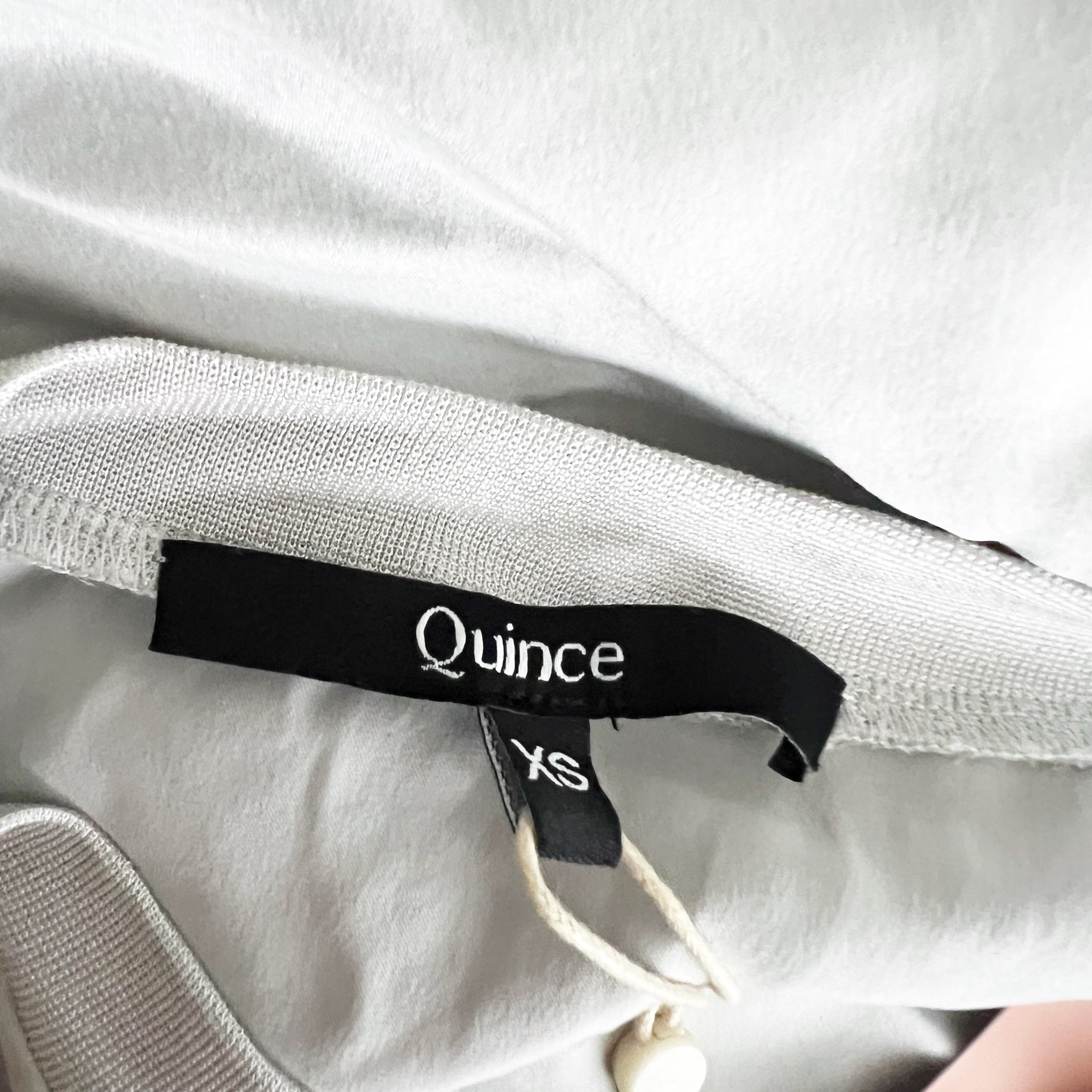 NEW Quince Washable Silk Crew Neck Short Sleeve Blouse Tee Shirt Gray XS