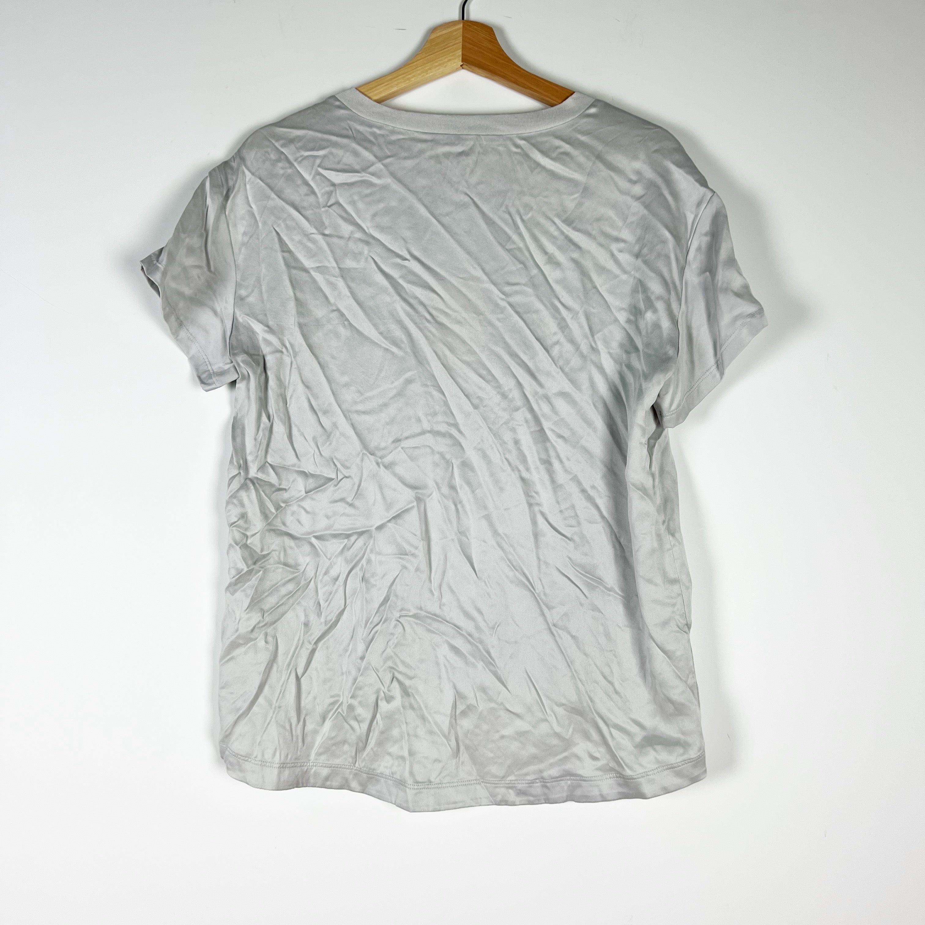 NEW Quince Washable Silk Crew Neck Short Sleeve Blouse Tee Shirt Gray XS