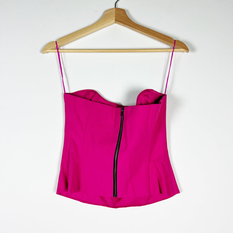 The SEI Hot Pink Boning Structured Strapless Corset Tank Top Blouse 2