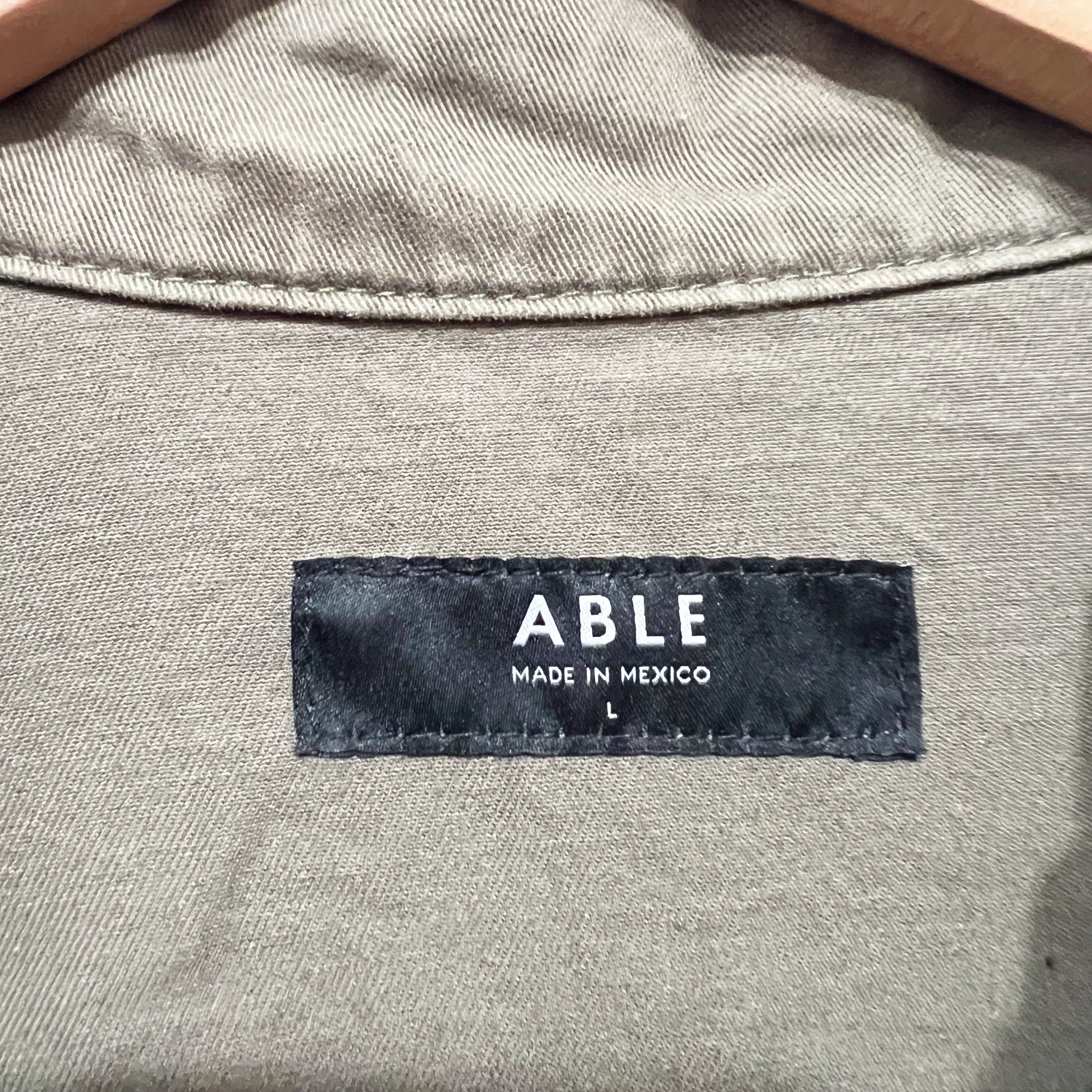 Able Women's Franklin Cotton Multi Cargo Pocket Utility Army Green Jacket Large