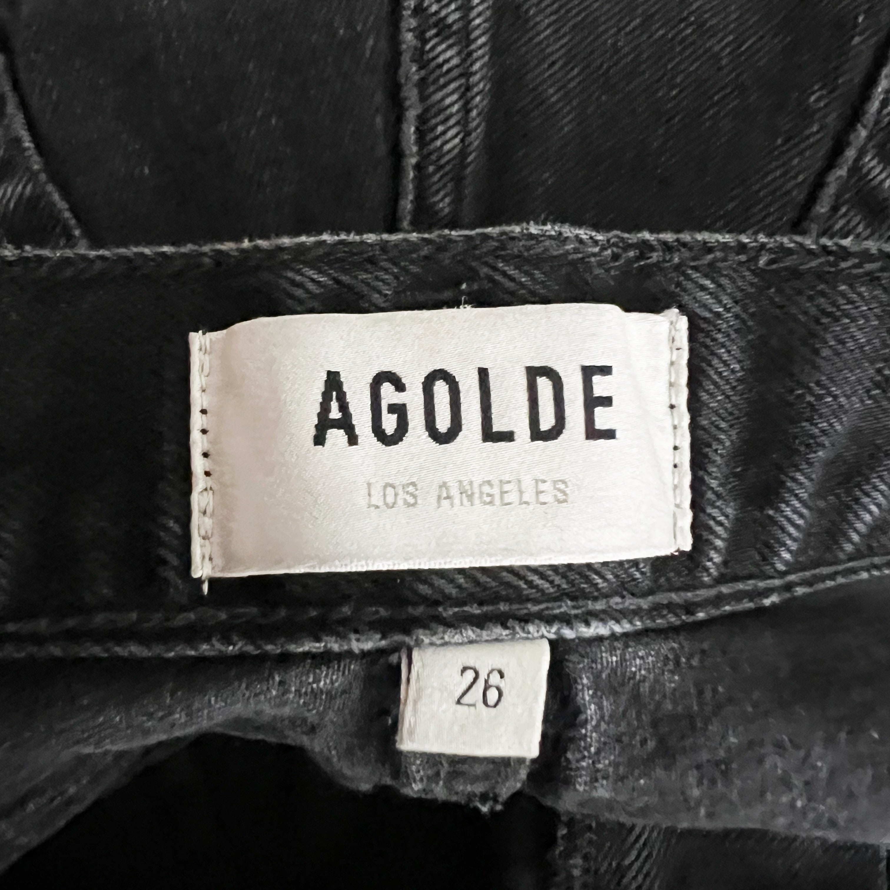 Agolde Women's Parker Cotton Denim High Waisted Raw Edge Hem Jean Shorts Black