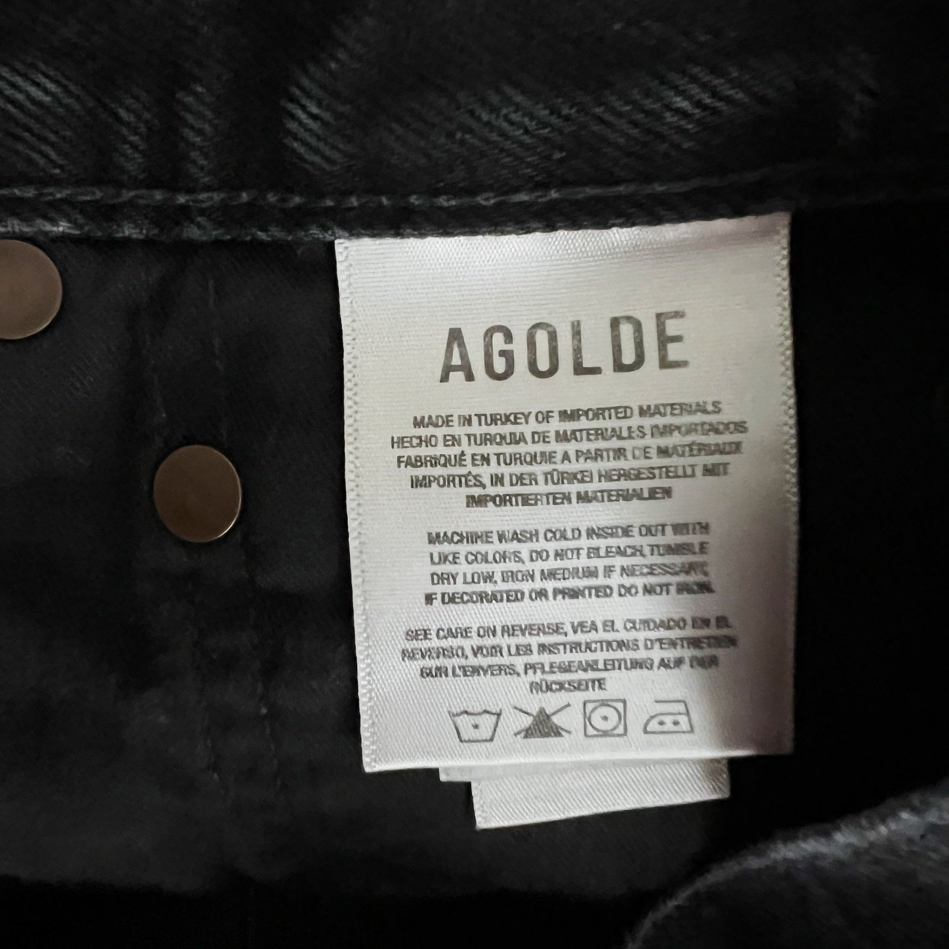 Agolde Women's Parker Cotton Denim High Waisted Raw Edge Hem Jean Shorts Black