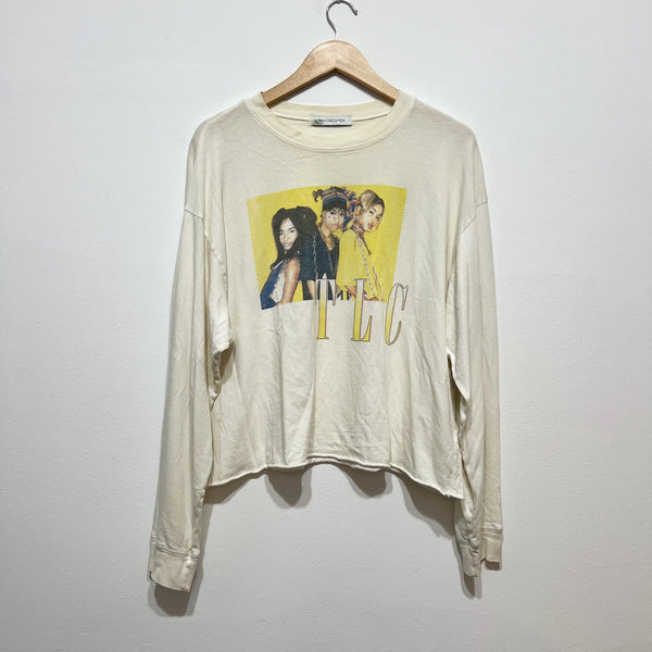 Daydreamer TLC Ain't 2 Proud 2 Beg Graphic Print Crew Neck Long Sleeve Tee Shirt
