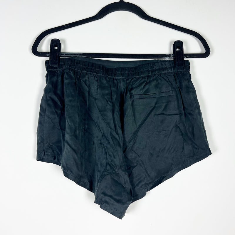 NEW Quince Washable Silk High Waisted Pull On Mini Lounge Pajama Shorts Black S