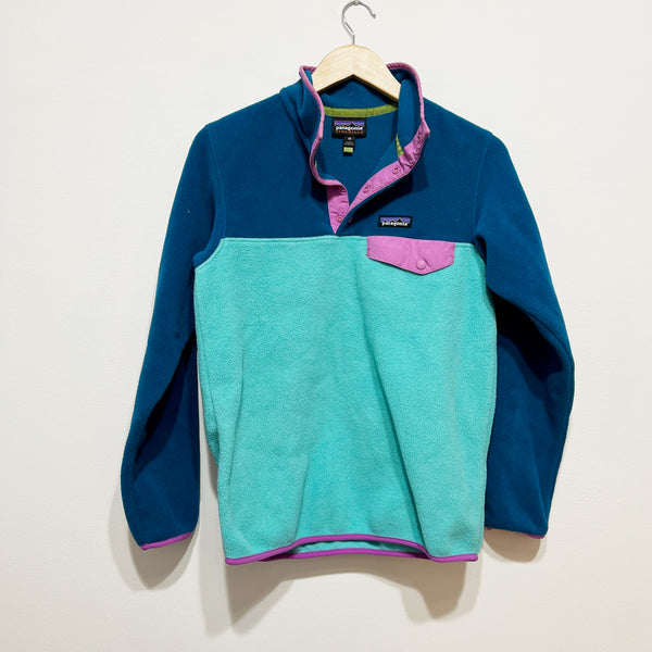Patagonia Women's Synchilla Snap-T Fleece V Neck Pullover Sweater Blue Purple XS