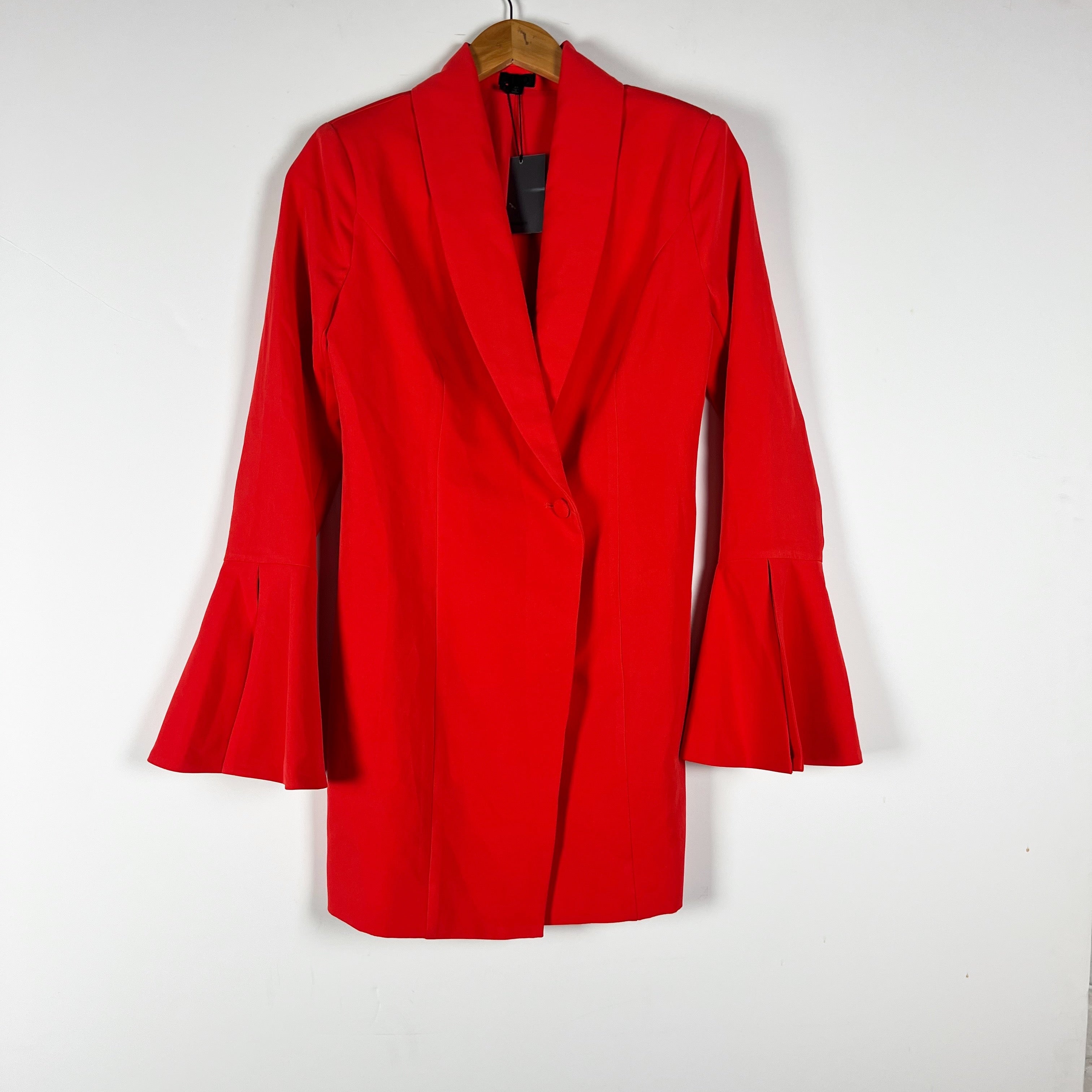 NEW NBD Como La Flor One Button Wide Cuff Blazer Suit Jacket Dress Red Orange XS