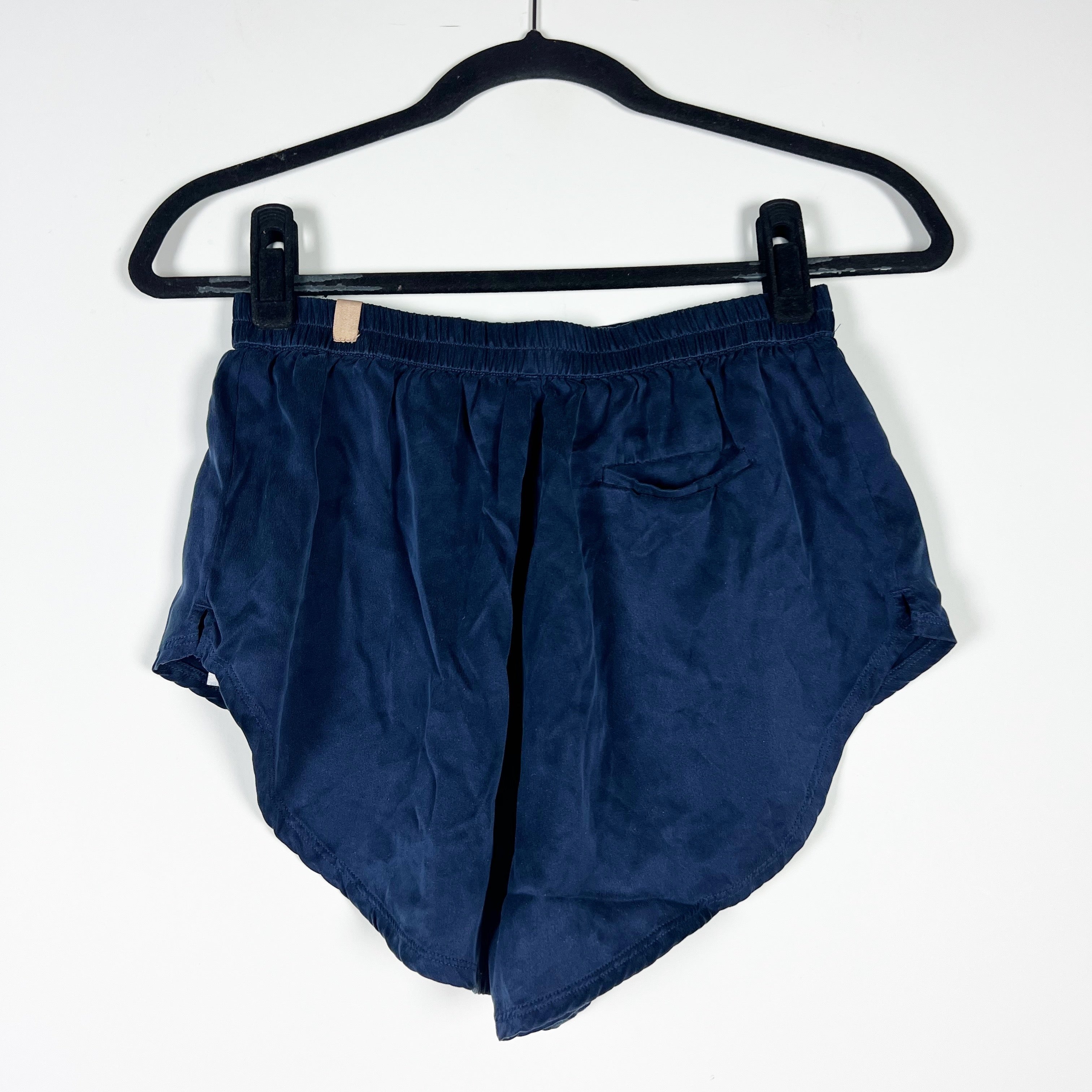 Lunya Washable Silk Satin High Rise Cut Mini Lounge Pajama Shorts Blue XS