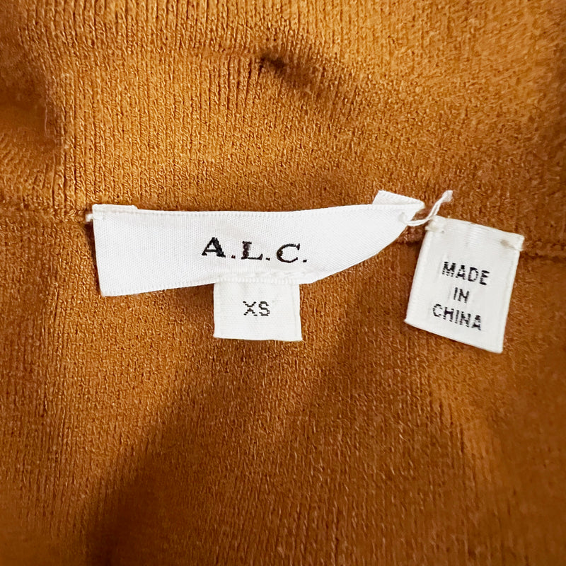 A.L.C. Midweight Knit Stretch Midrise Asymmetrical Hem Sweater Midi Skirt Brown