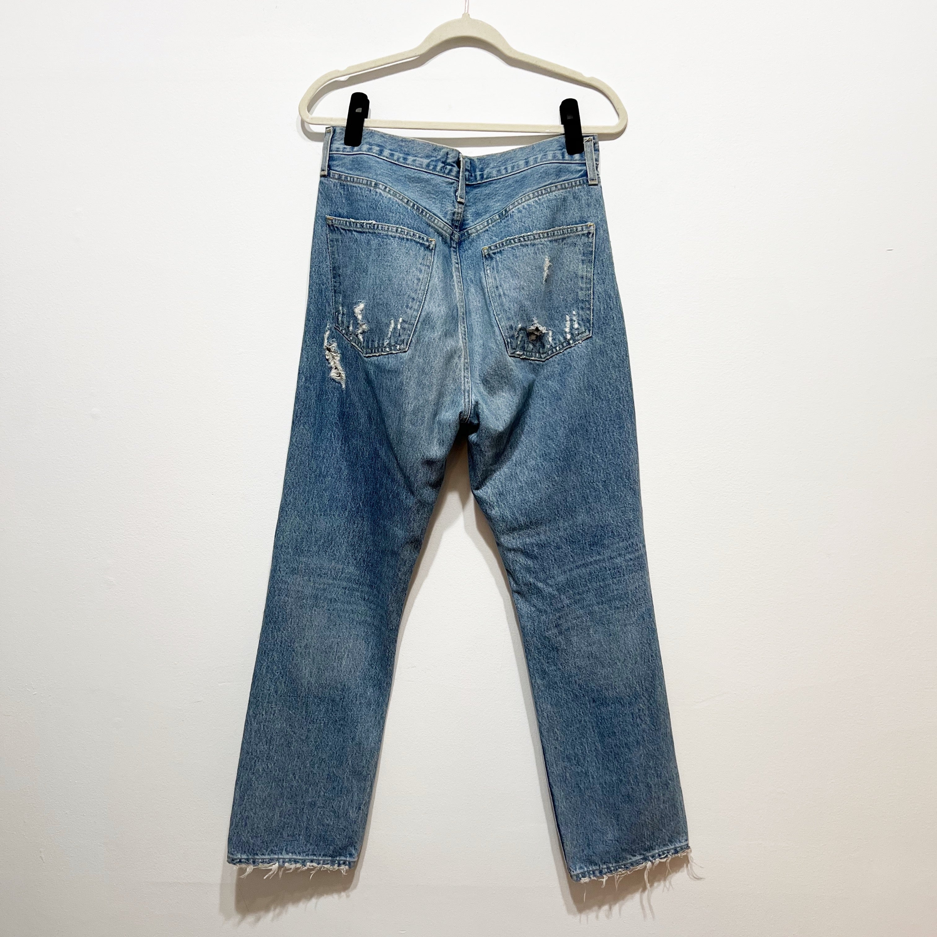 Agolde Women's 90s Mid Rise Loose Fit Distressed Cotton Denim Jeans 27