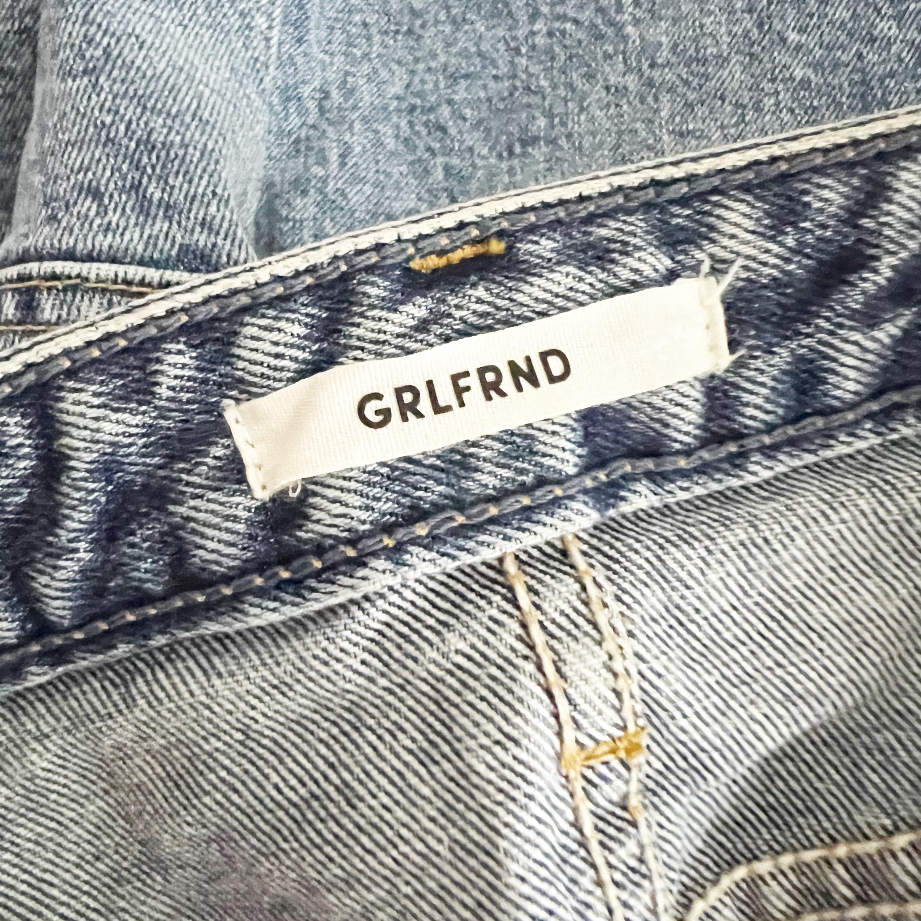 GRLFRIEND Reese Cottn Denim Rhinestone Jewel Crystal Button Mini Jean Skirt 26