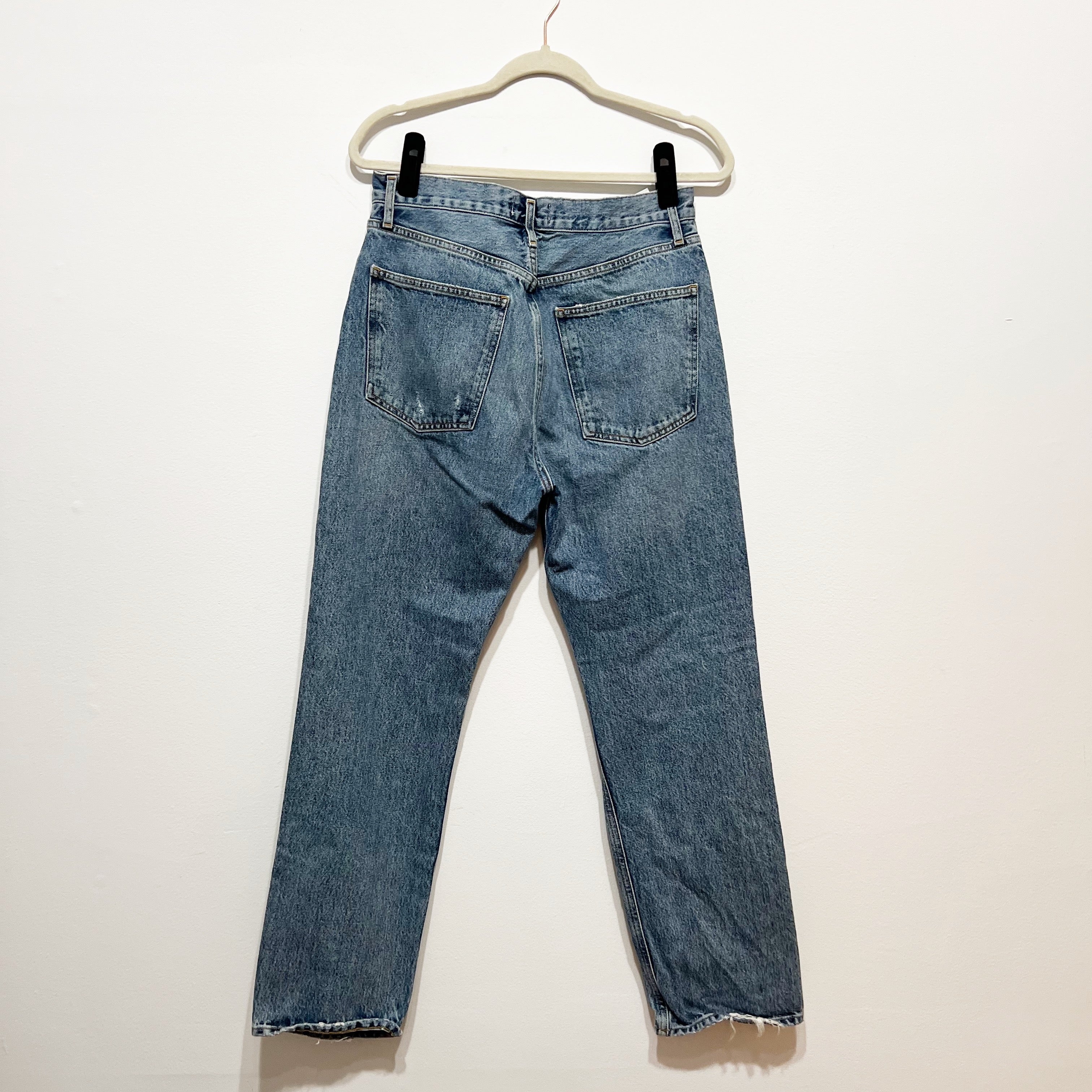 Agolde Women's 90s Pinch Waist Cotton Straight Leg Distressed Denim Jeans Blue