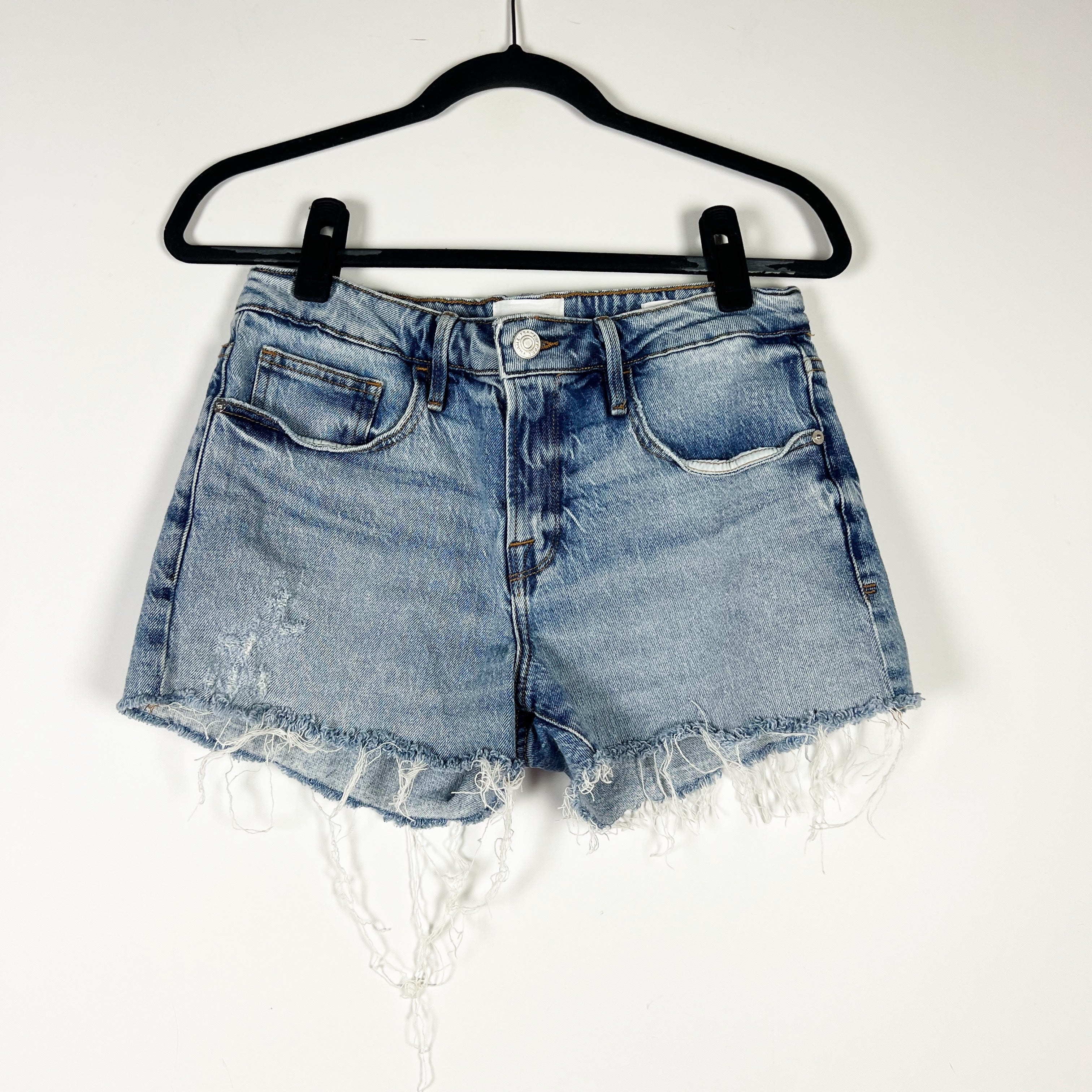 Frame Denim Le Grand Garcon Cotton Distressed Cut Off Mini Jeans Hideaway 26