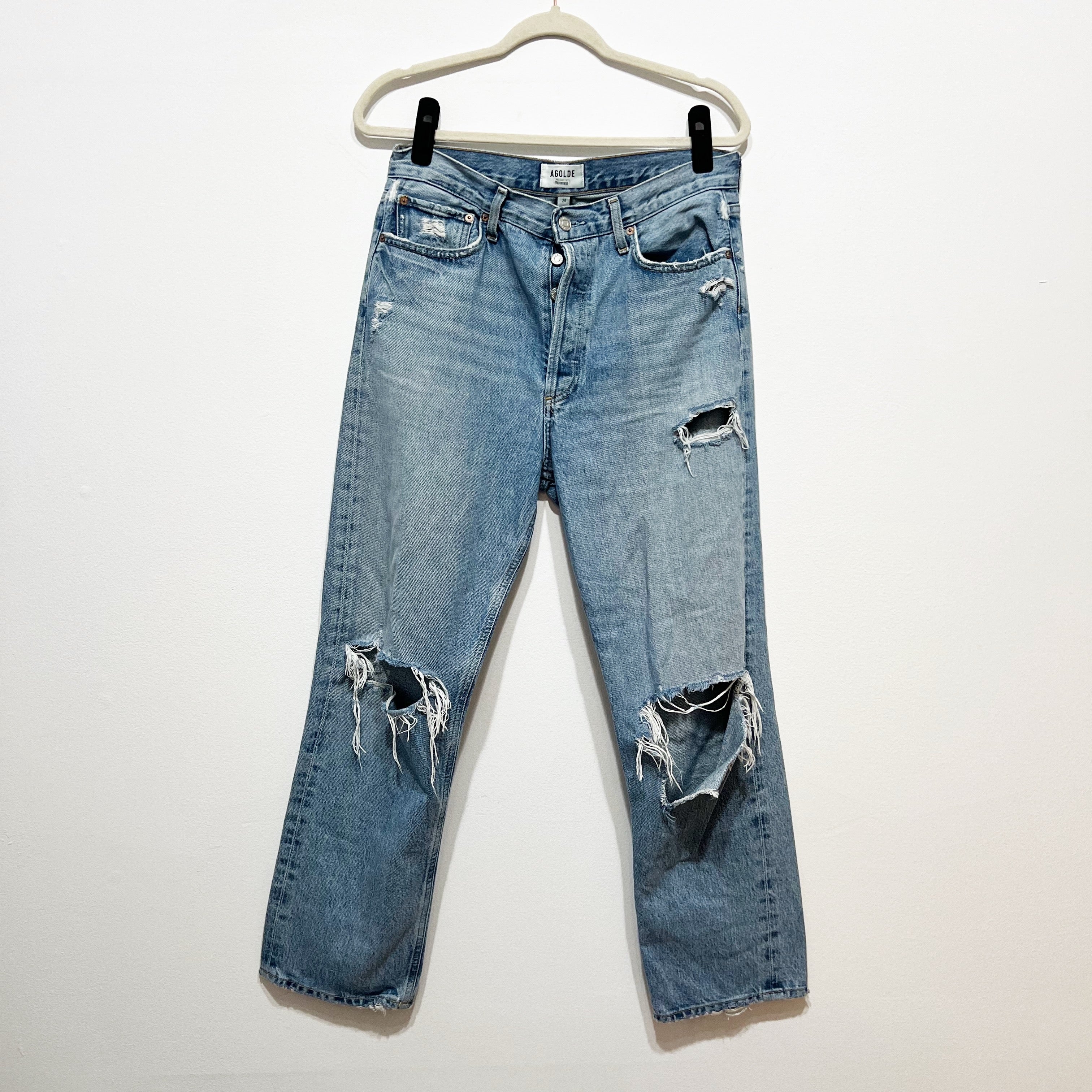 Agolde Women's 90's Regenerative Cotton Denim Distressed Straight Leg Jeans 28