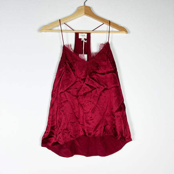 NEW Cami NYC Racer Charmeuse Silk Satin Lace Lined Camisole Tank Top Mulled Wine