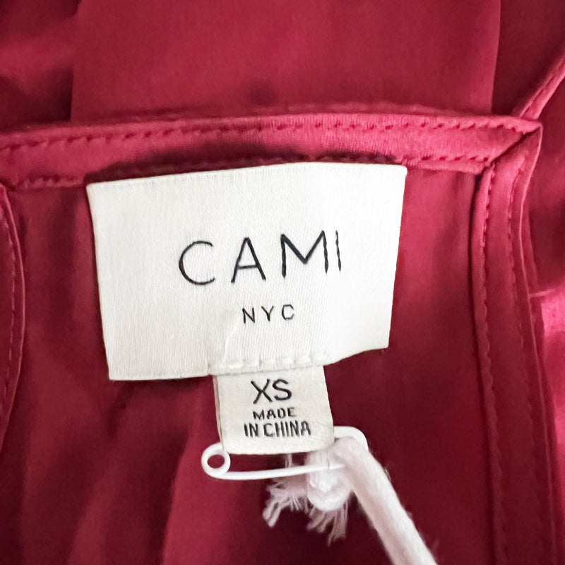 NEW Cami NYC Racer Charmeuse Silk Satin Lace Lined Camisole Tank Top Mulled Wine