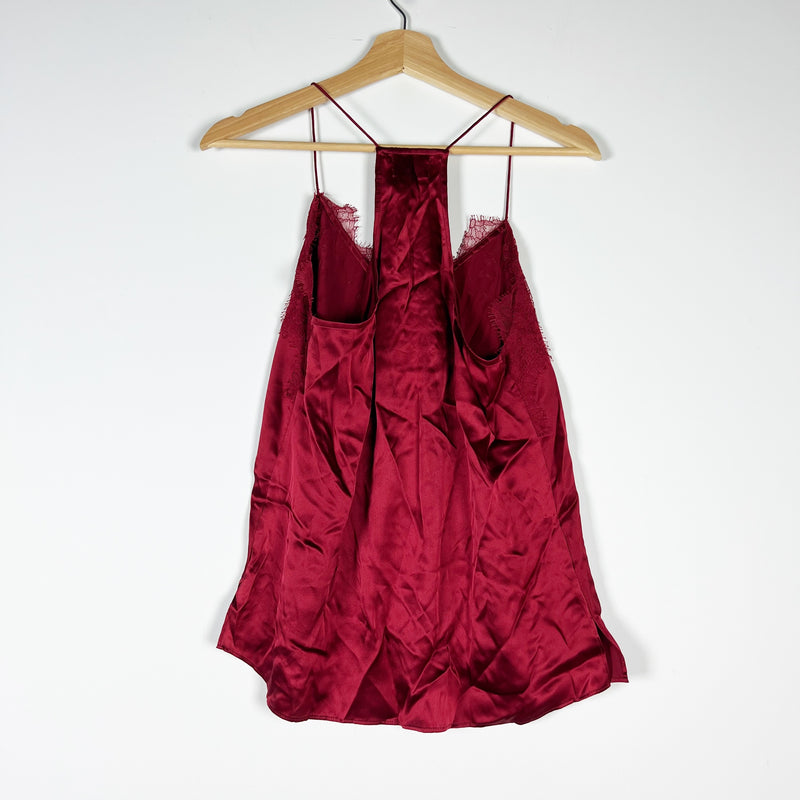 NEW Cami NYC Racer Charmeuse Silk Satin Lace Lined Camisole Tank Top Mulled Wine