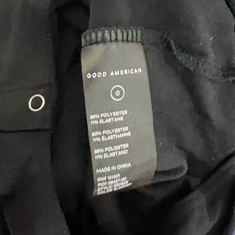 NEW Good American Stretch Knit Crew Neck Long sleeve One Piece Bodysuit Black 0