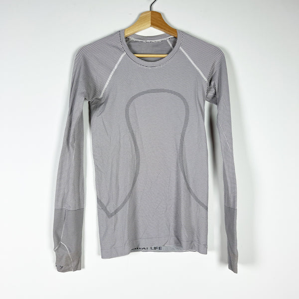 Lululemon Women's&nbsp; Swiftly Tech Long Sleeve 2.0 Tempo Stripe White Black 4