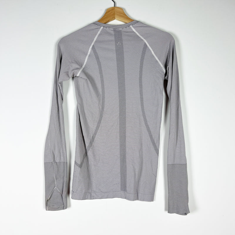 Lululemon Women's&nbsp; Swiftly Tech Long Sleeve 2.0 Tempo Stripe White Black 4