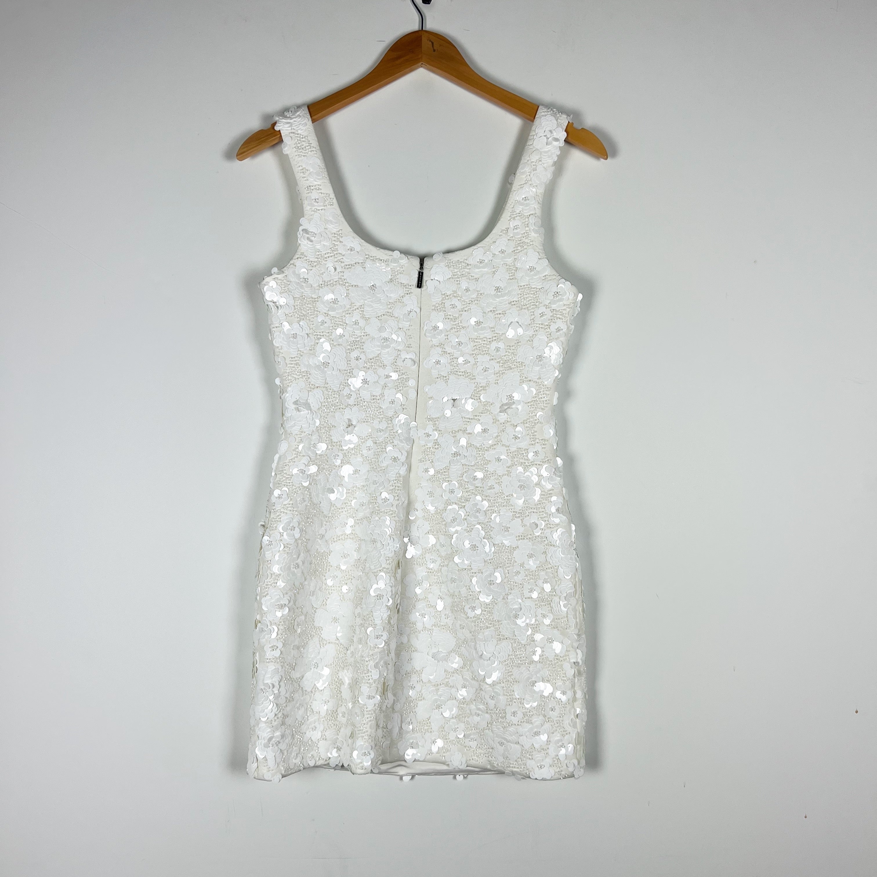 NEW Michael Kors Floral Sequin Floral Embellished Stretch Scuba Mini Dress XS