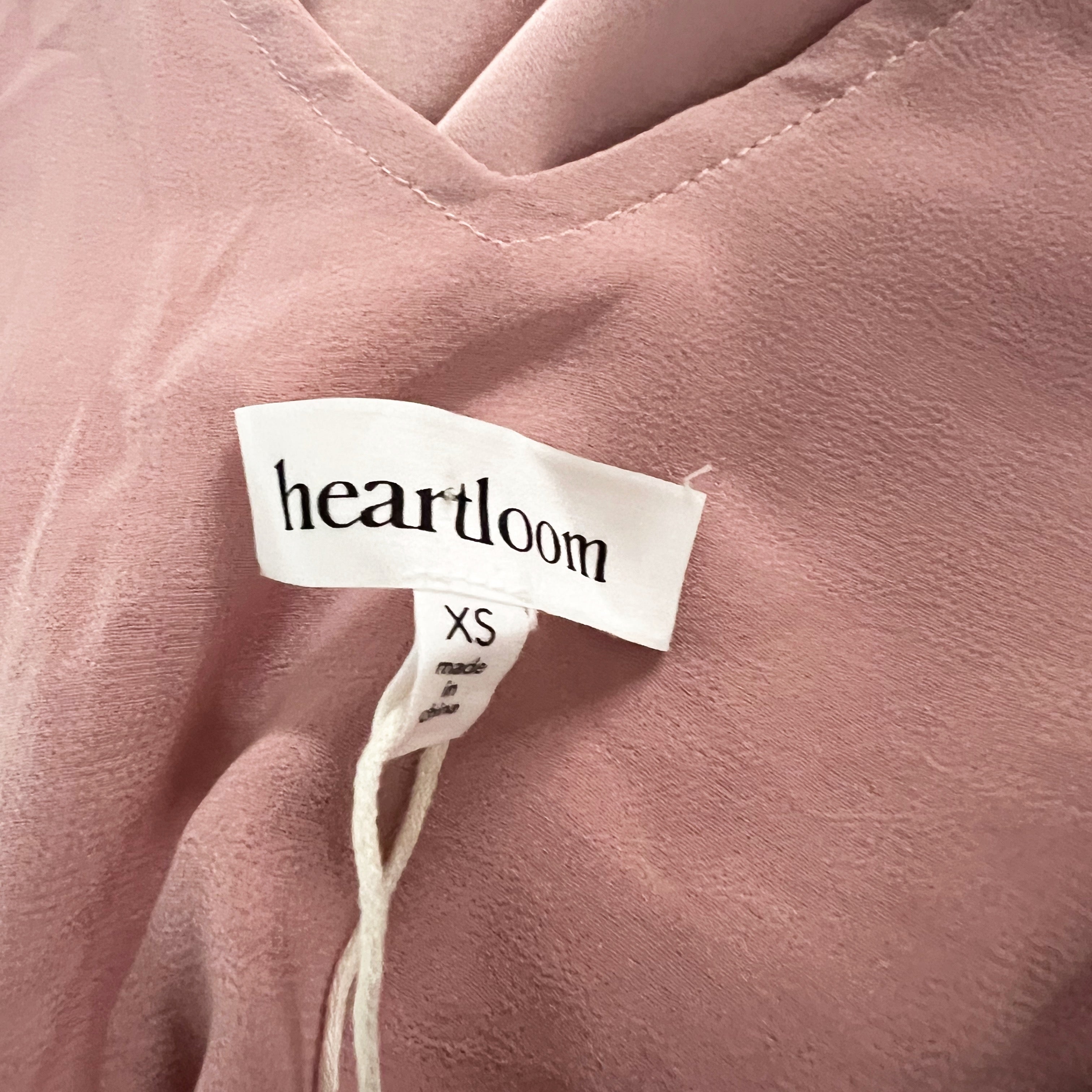 NEW Heartloom Arlington Ruffle Trim V Neck Pullover Satin Slip Midi Dress Blush