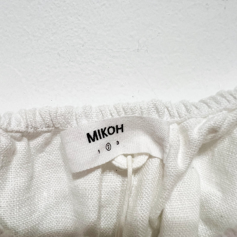 Mikoh Matuku Lightweight Linen Square Neck Crop Tank Top Solid White Medium
