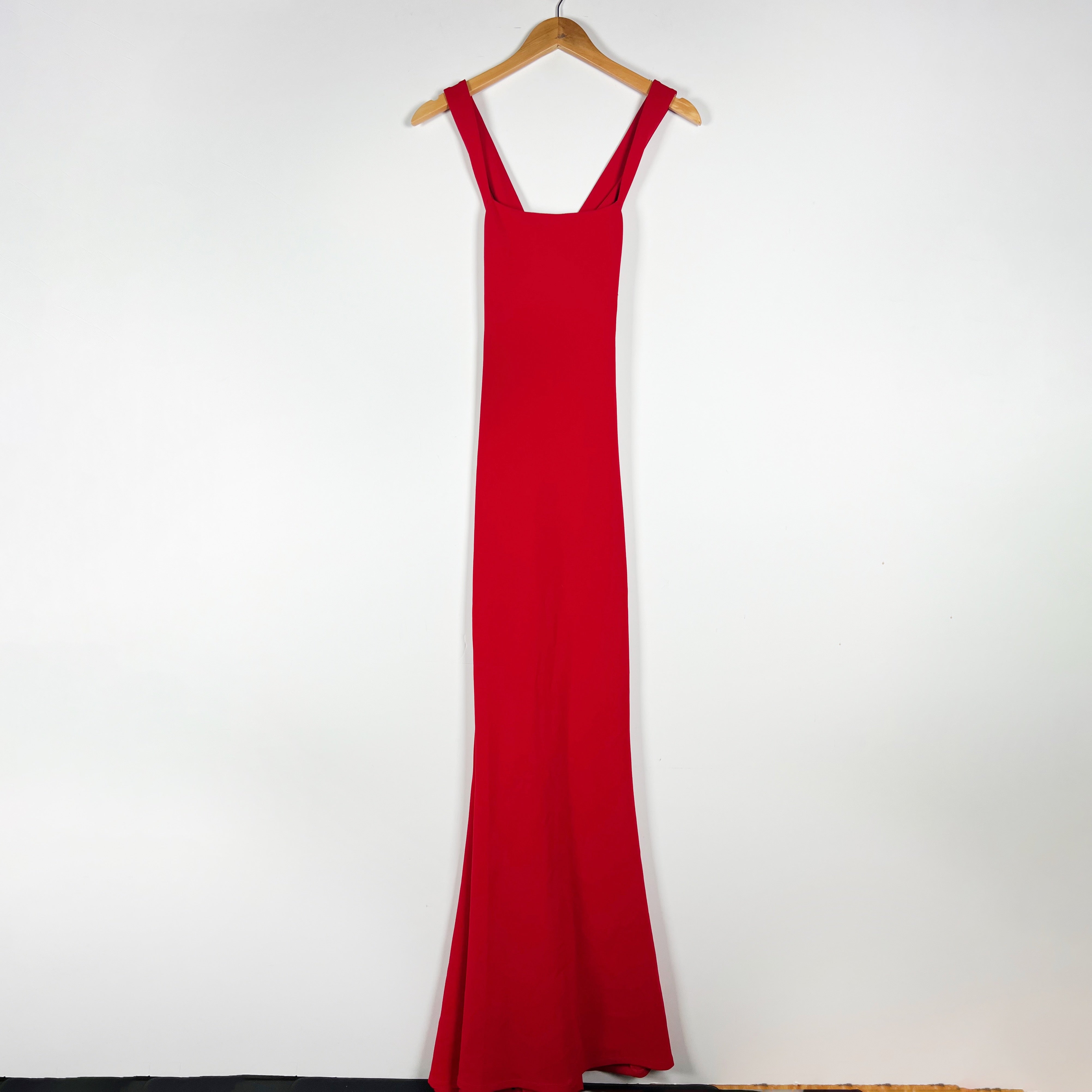 NEW Nookie Viva 2Way Adjustable Strap Ponte Stretch Maxi Dress Gown Solid Red S
