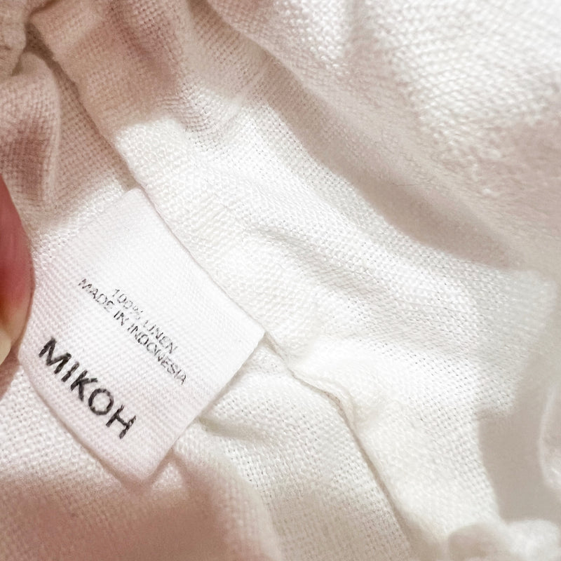 Mikoh Matuku Lightweight Linen Square Neck Crop Tank Top Solid White Medium