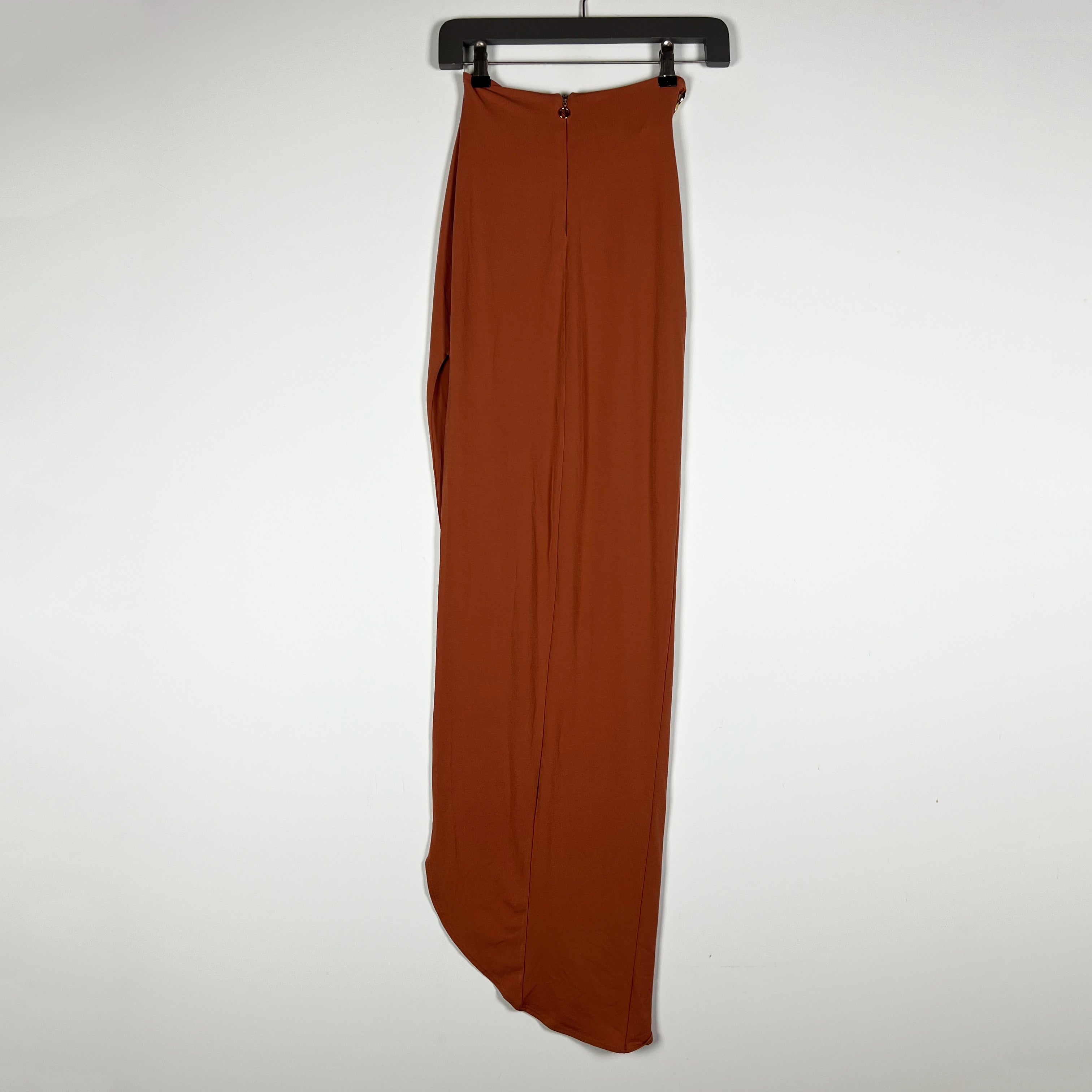 Nookie Alyssa Chain Link Waist Cut Out Column Midi Skirt Stretch Brown Small