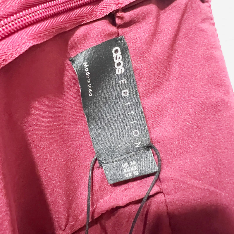 NEW ASOS Editions Hot Pink Sequin Glitter Sparkle Embellished Slit Midi Skirt 10