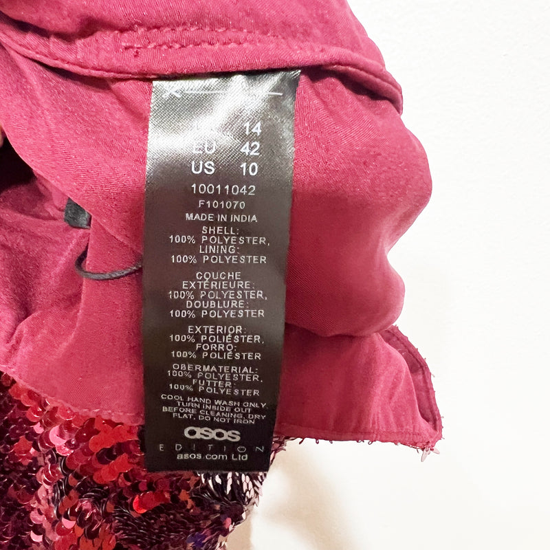 NEW ASOS Editions Hot Pink Sequin Glitter Sparkle Embellished Slit Midi Skirt 10