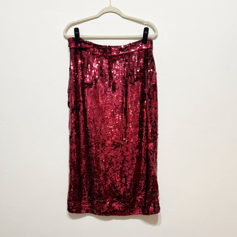 NEW ASOS Editions Hot Pink Sequin Glitter Sparkle Embellished Slit Midi Skirt 10