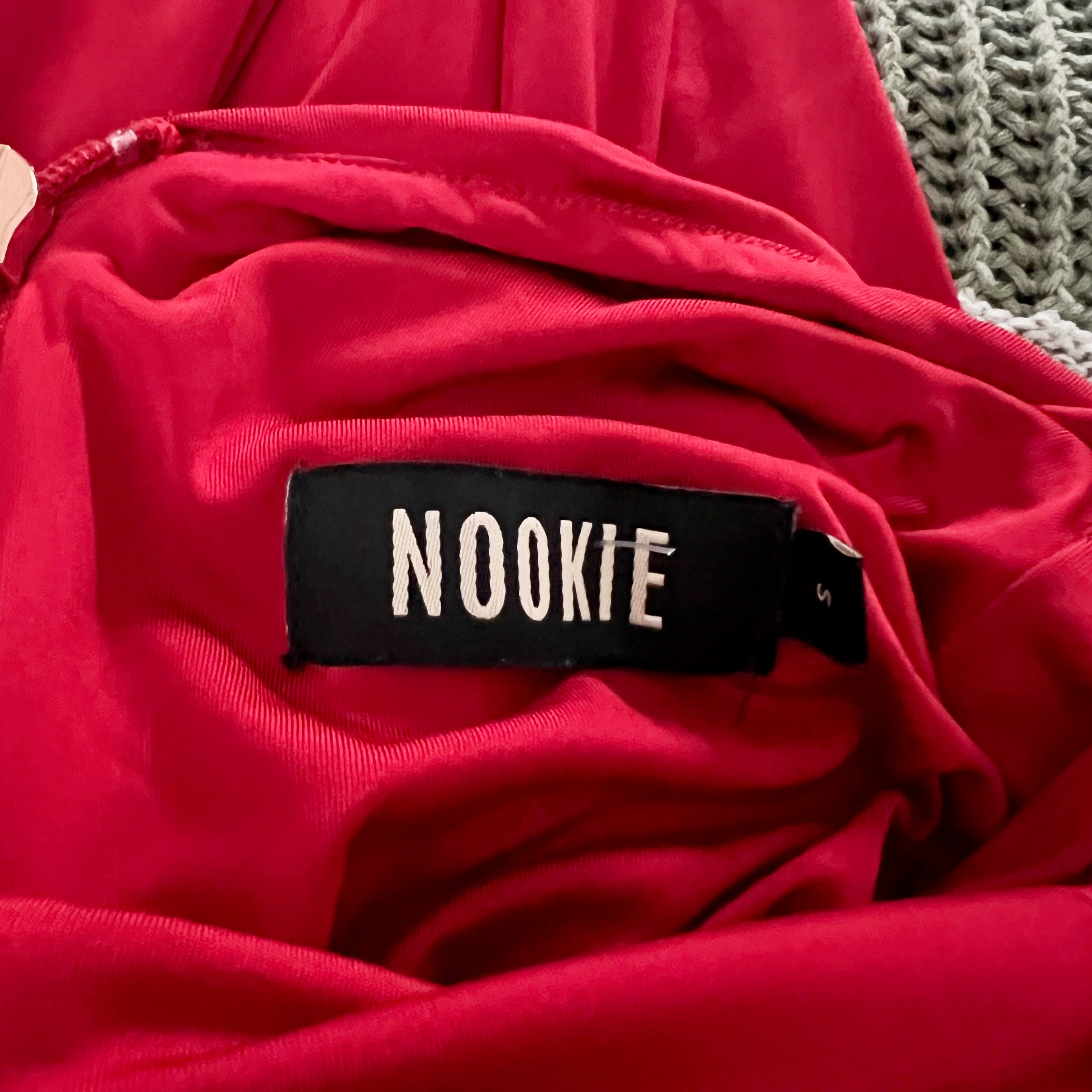 Nookie Element Jersey Knit Stretch Halterneck Maxi Gown Dress Rouge Red Small